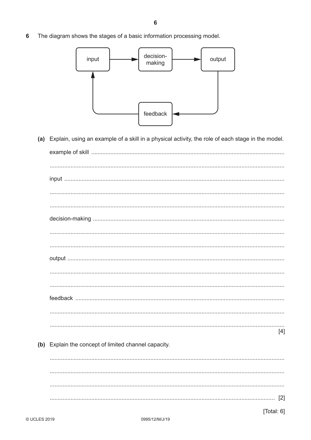 Cambridge IGCSE Physical Education (9-1) 0995 2019 May/June Paper 1 · Variant 2 question paper, page 6 of 20