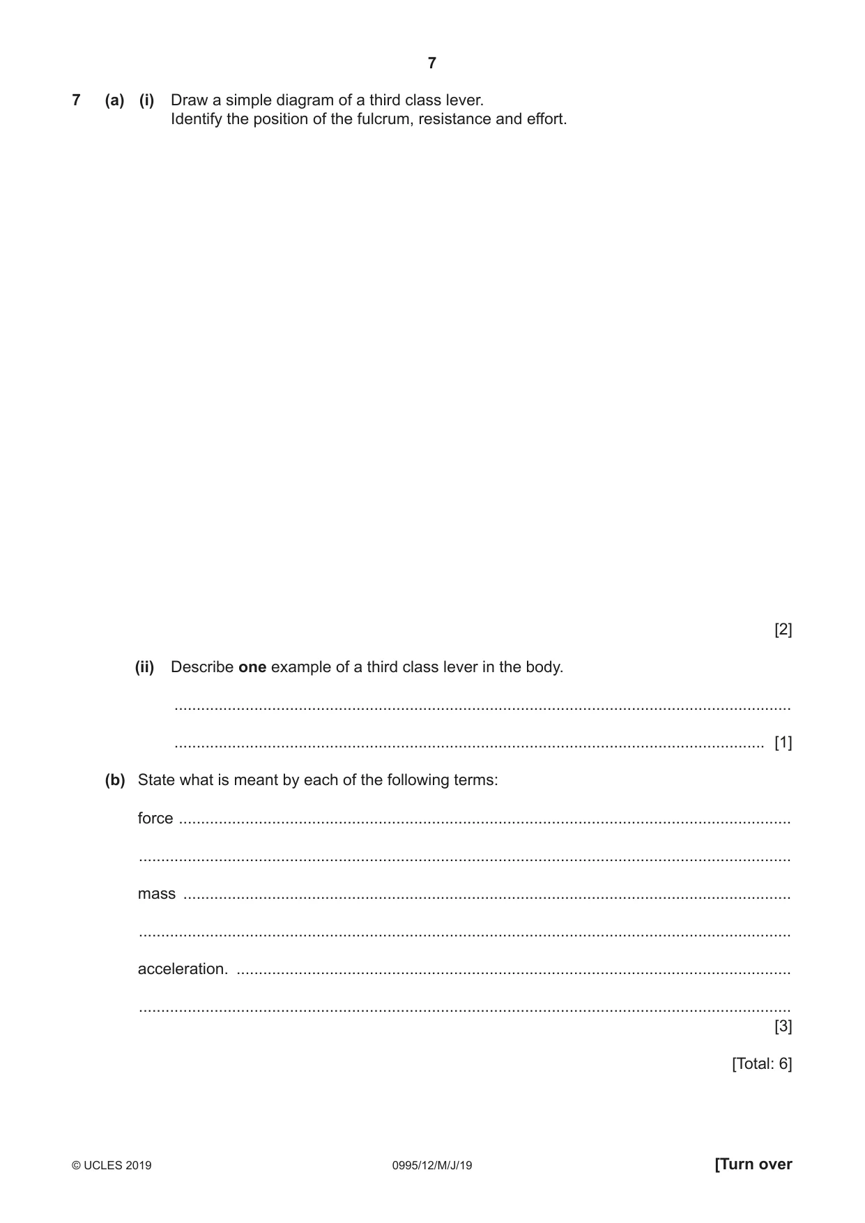 Cambridge IGCSE Physical Education (9-1) 0995 2019 May/June Paper 1 · Variant 2 question paper, page 7 of 20
