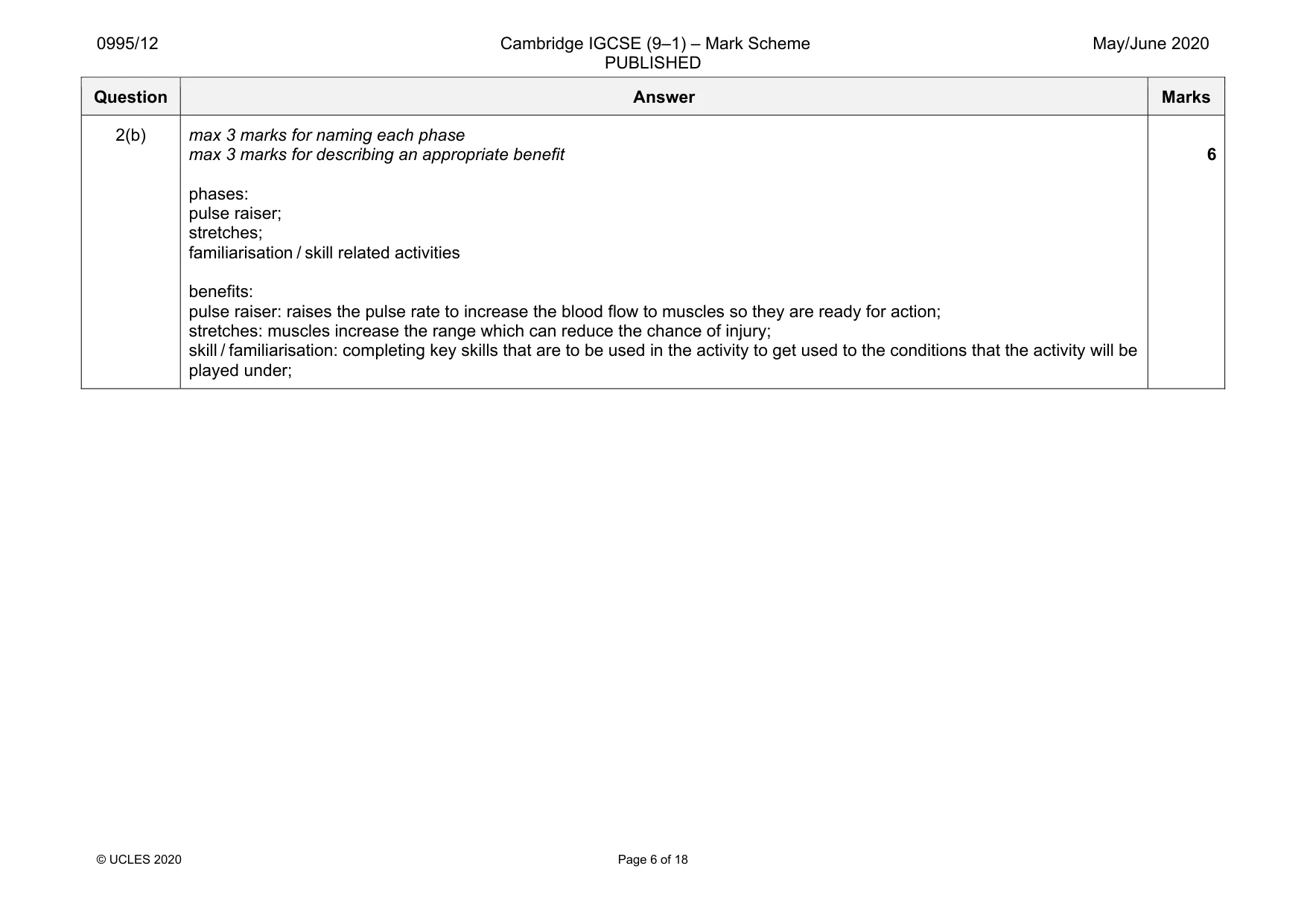 Mark scheme, page 6 of 18