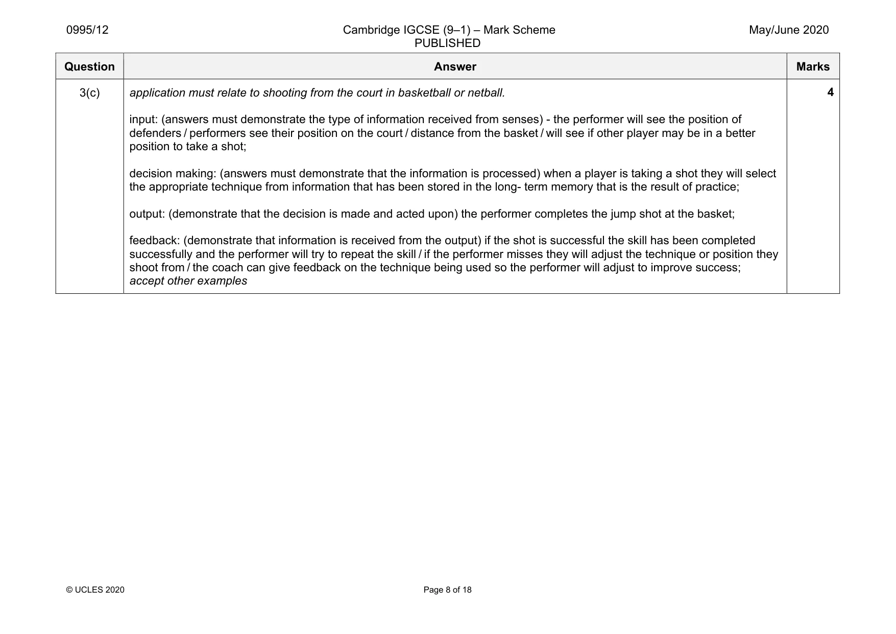 Mark scheme, page 8 of 18