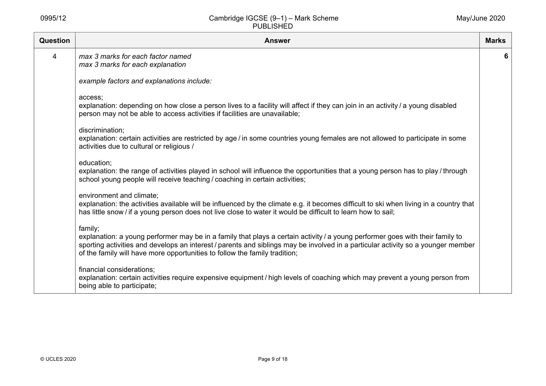 Mark scheme, page 9 of 18
