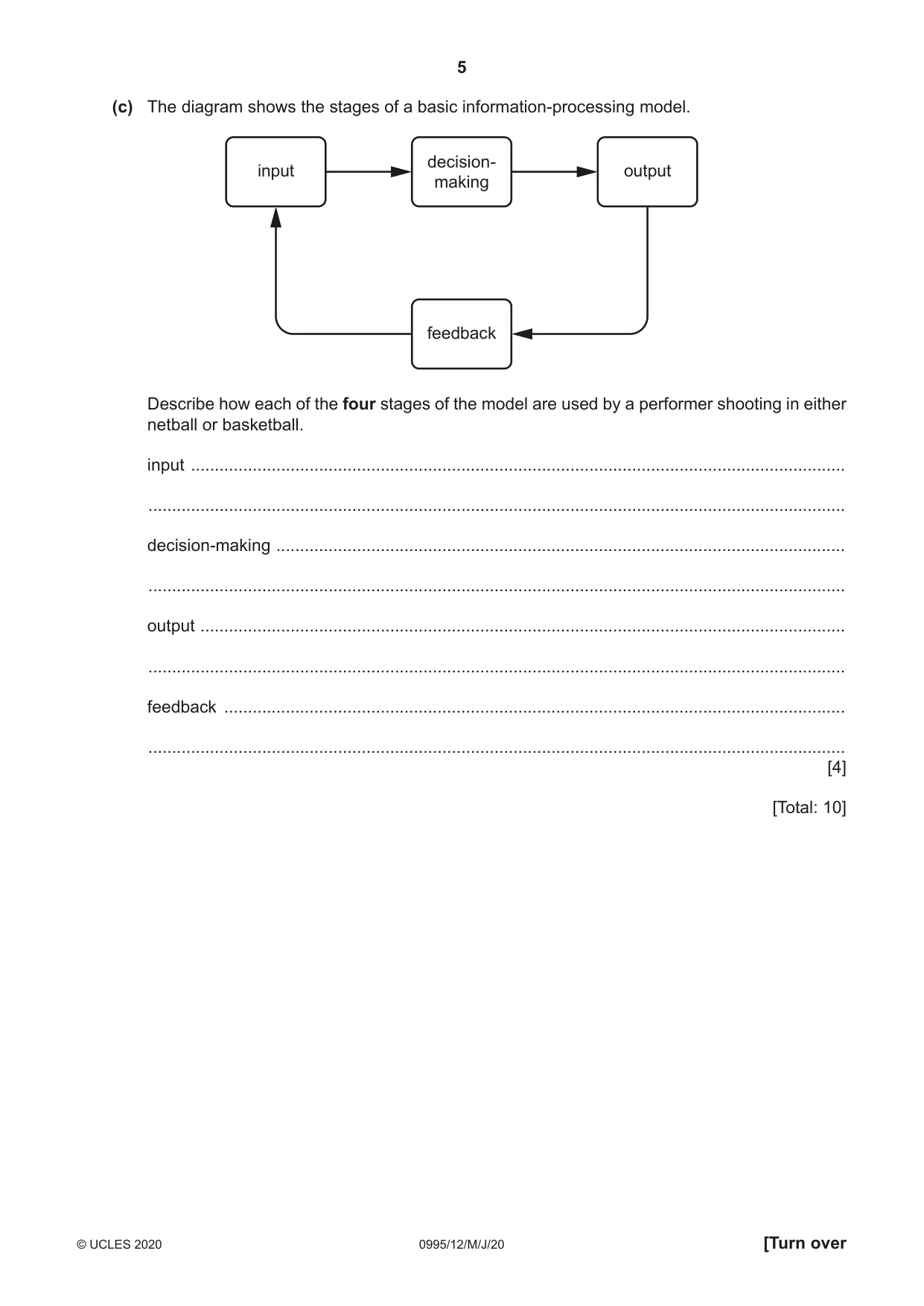 Cambridge IGCSE Physical Education (9-1) 0995 2020 May/June Paper 1 · Variant 2 question paper, page 5 of 16