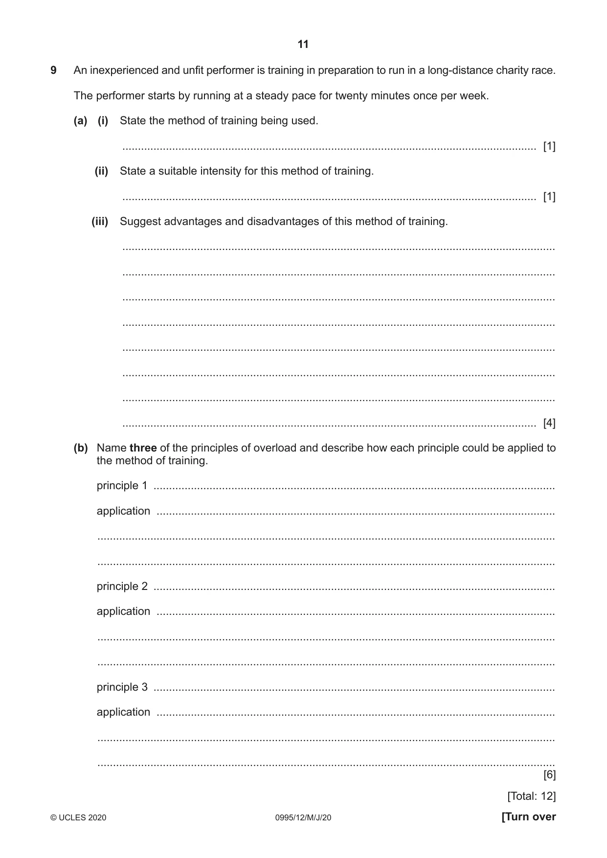 Cambridge IGCSE Physical Education (9-1) 0995 2020 May/June Paper 1 · Variant 2 question paper, page 11 of 16