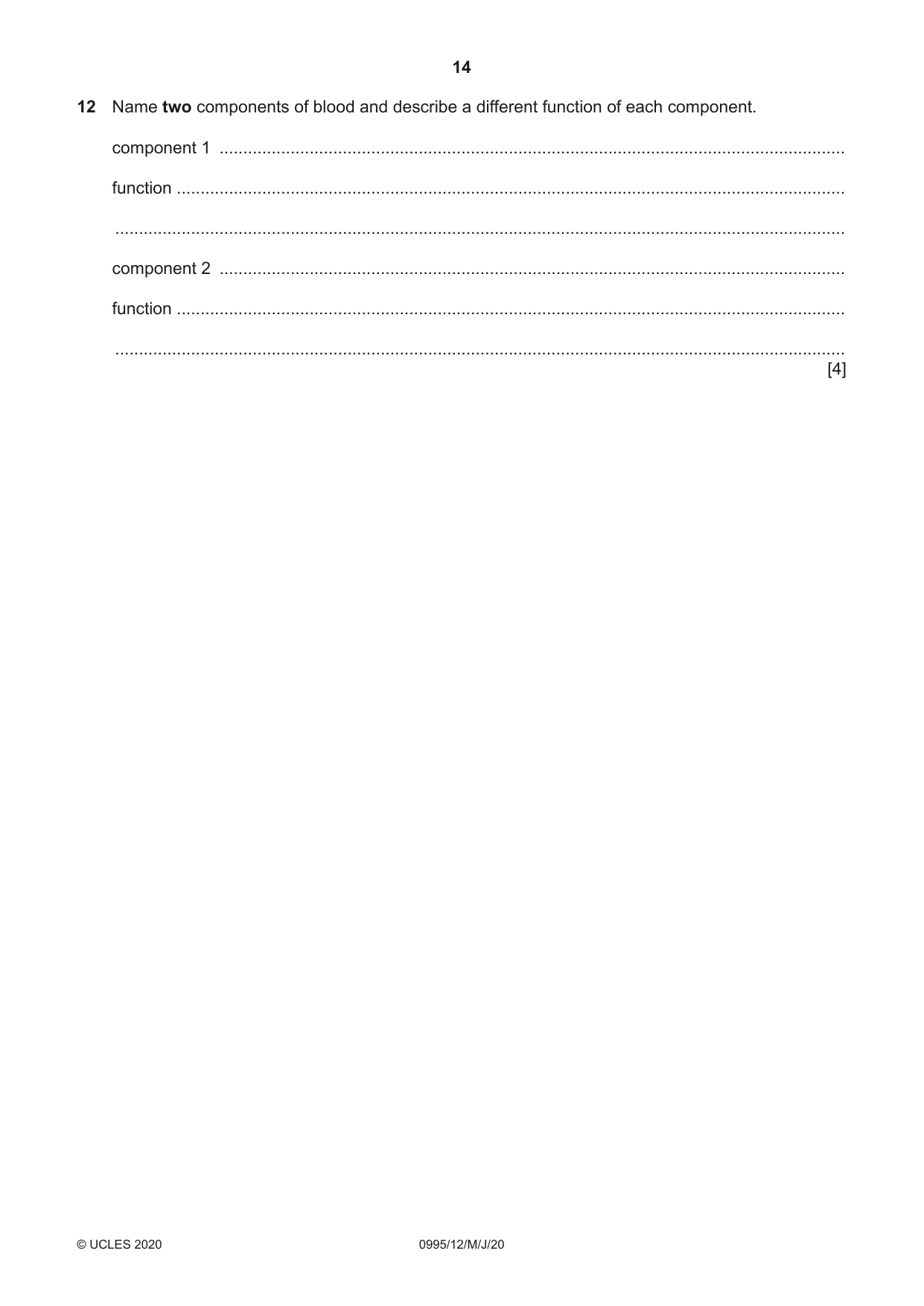 Cambridge IGCSE Physical Education (9-1) 0995 2020 May/June Paper 1 · Variant 2 question paper, page 14 of 16