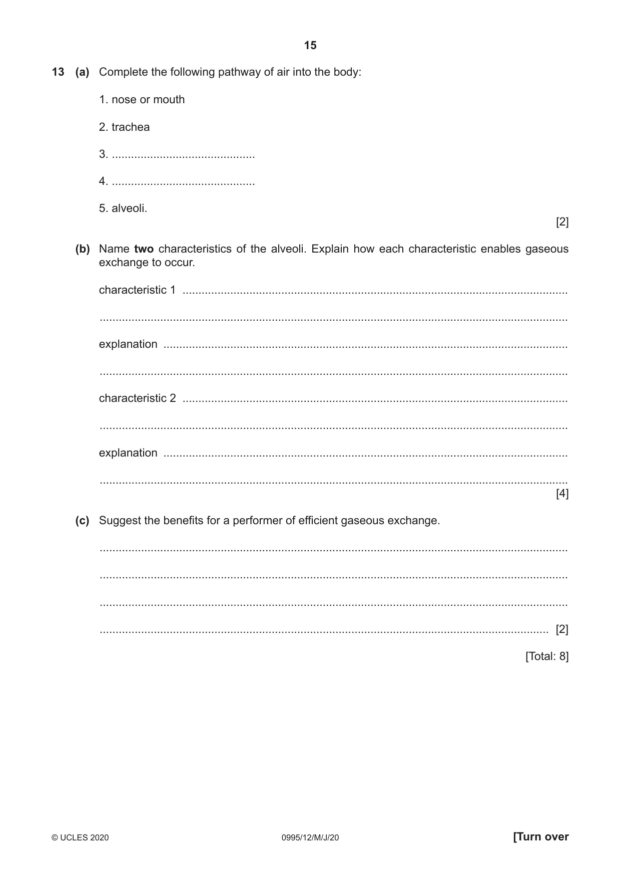 Cambridge IGCSE Physical Education (9-1) 0995 2020 May/June Paper 1 · Variant 2 question paper, page 15 of 16