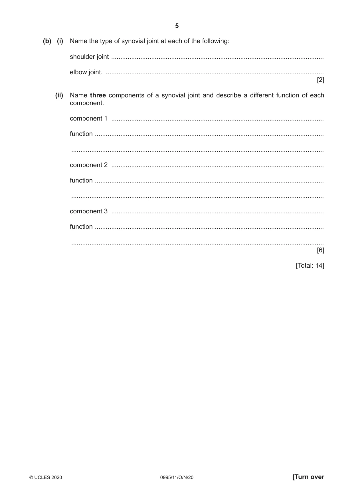 Cambridge IGCSE Physical Education (9-1) 0995 2020 Oct/Nov Paper 1 · Variant 1 question paper, page 5 of 20