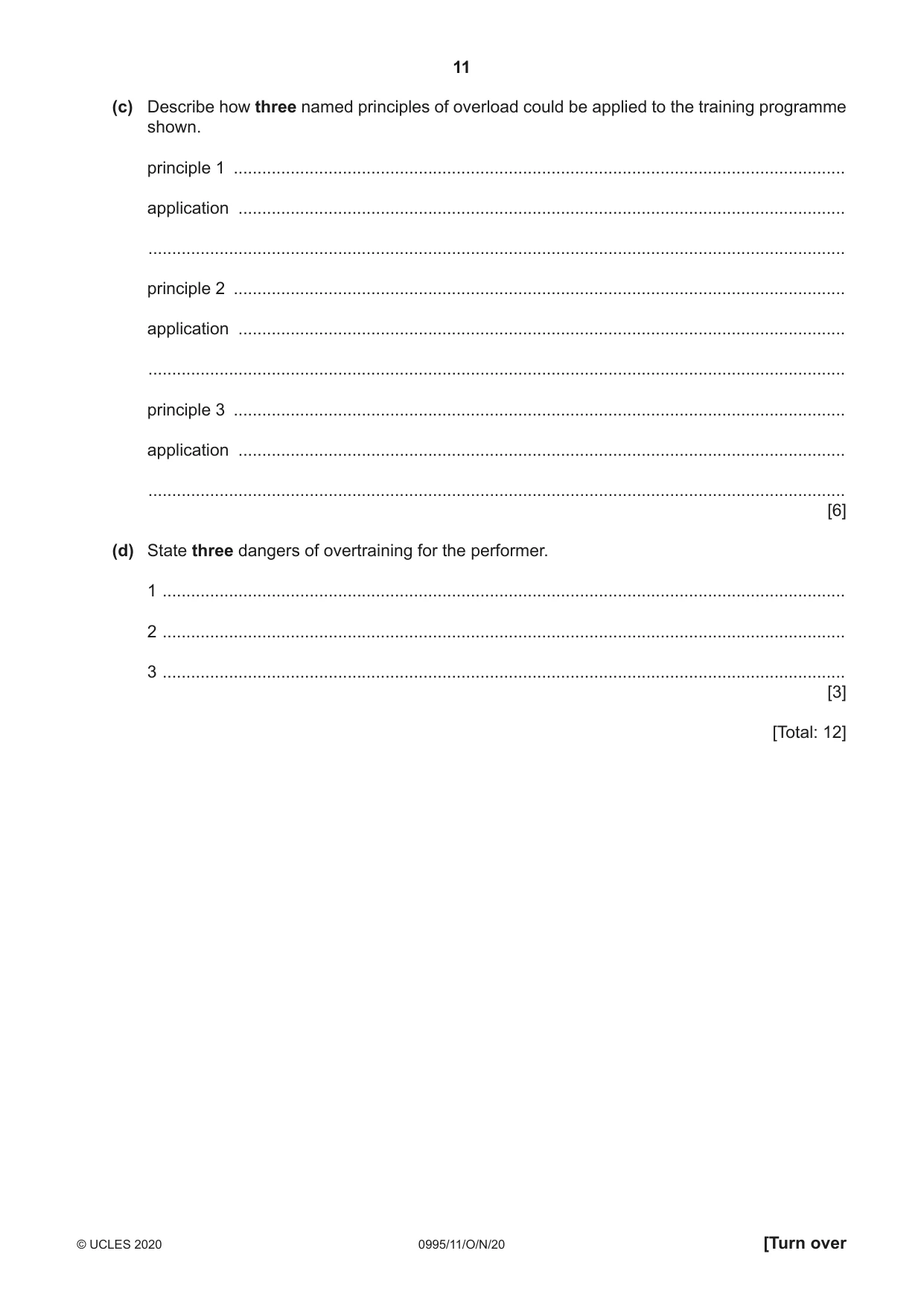 Cambridge IGCSE Physical Education (9-1) 0995 2020 Oct/Nov Paper 1 · Variant 1 question paper, page 11 of 20