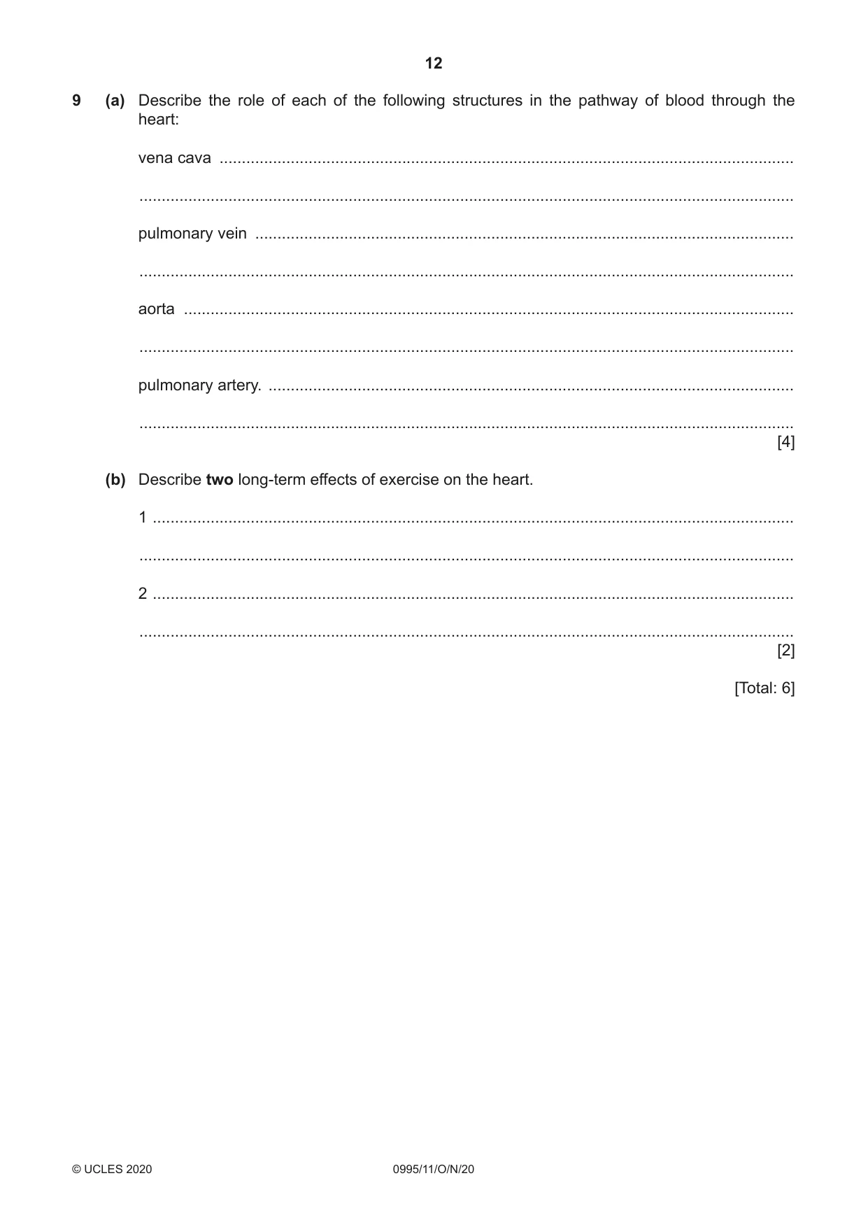 Cambridge IGCSE Physical Education (9-1) 0995 2020 Oct/Nov Paper 1 · Variant 1 question paper, page 12 of 20