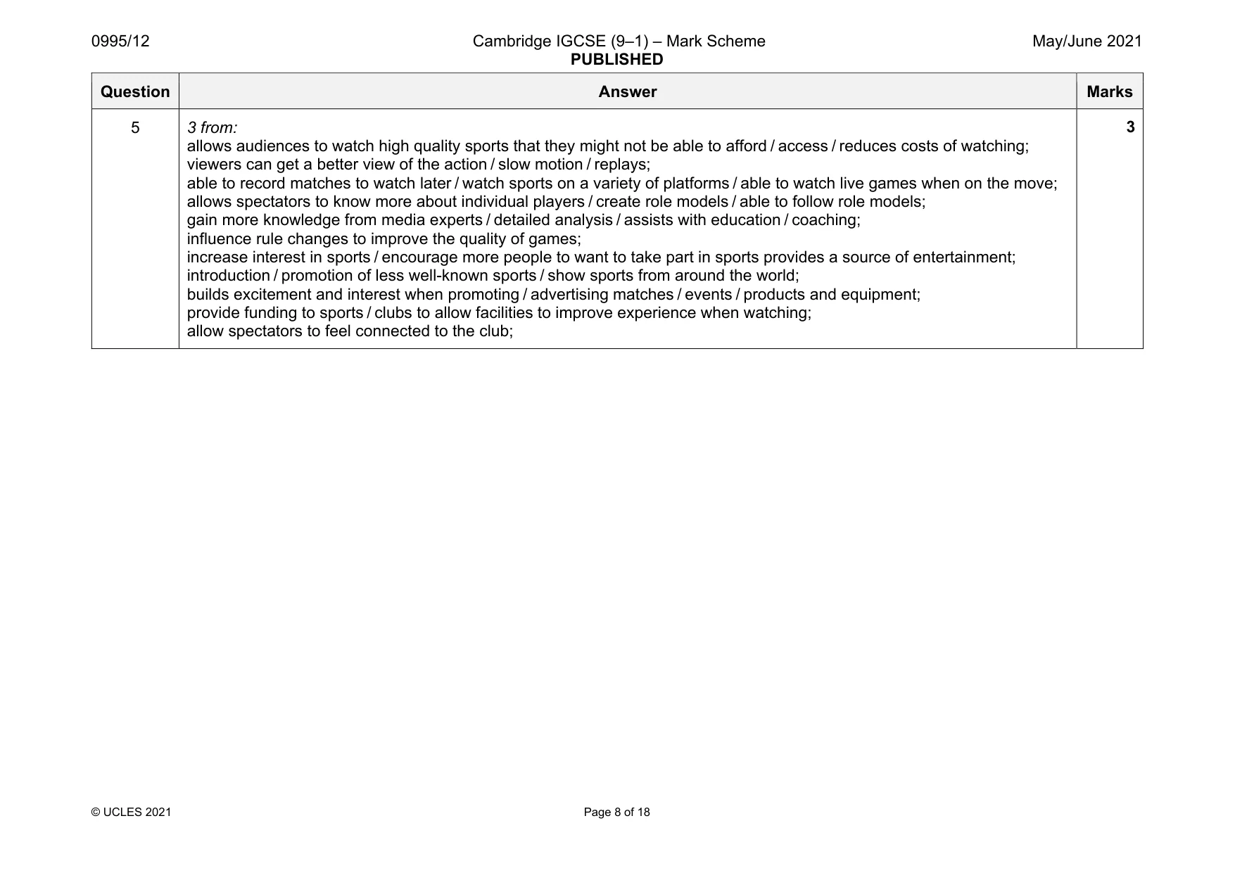 Mark scheme, page 8 of 18