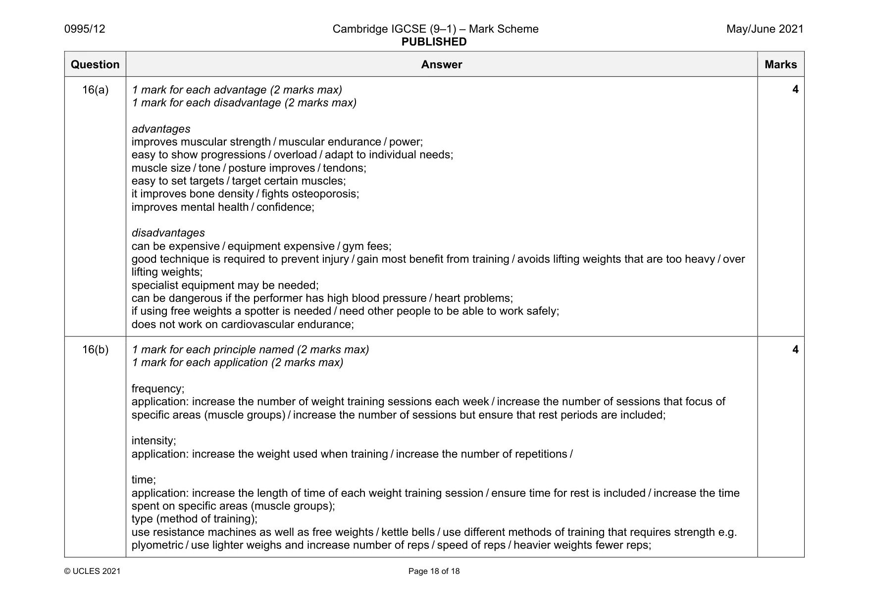 Mark scheme, page 18 of 18