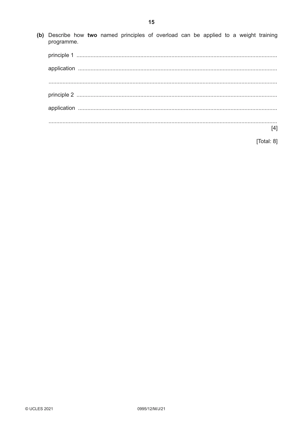 Cambridge IGCSE Physical Education (9-1) 0995 2021 May/June Paper 1 · Variant 2 question paper, page 15 of 16