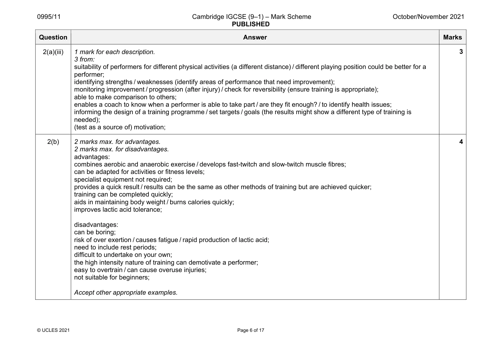 Mark scheme, page 6 of 17