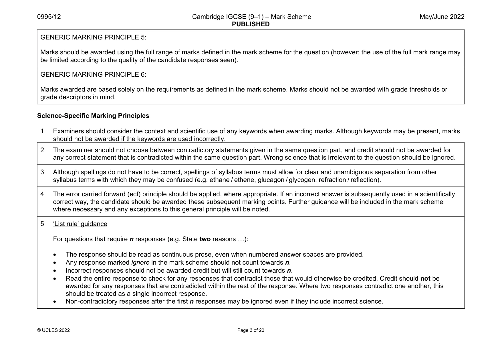 Mark scheme, page 3 of 20