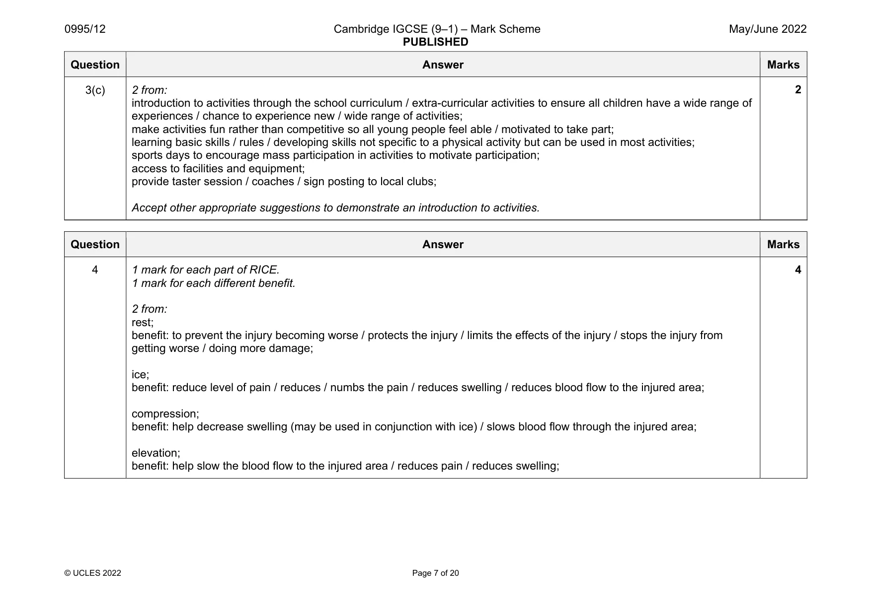 Mark scheme, page 7 of 20