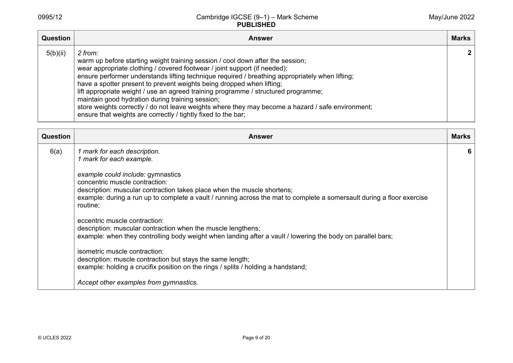 Mark scheme, page 9 of 20