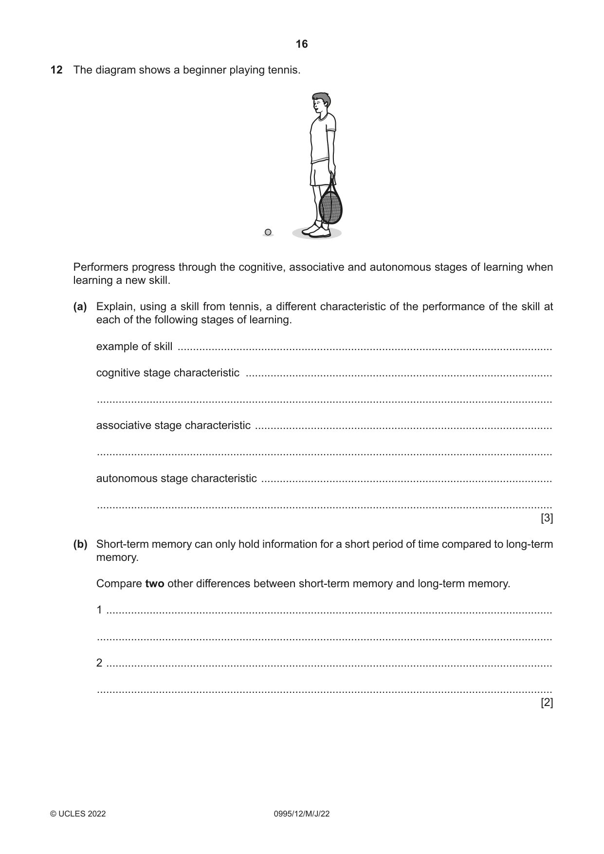 Cambridge IGCSE Physical Education (9-1) 0995 2022 May/June Paper 1 · Variant 2 question paper, page 16 of 20