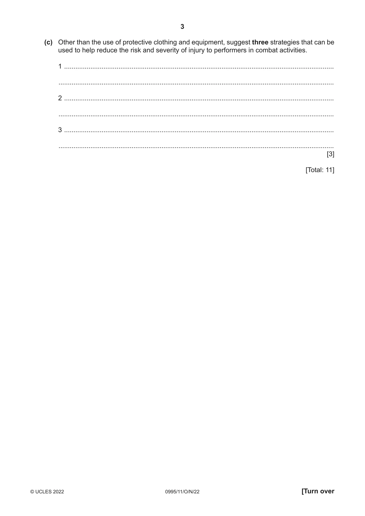 Cambridge IGCSE Physical Education (9-1) 0995 2022 Oct/Nov Paper 1 · Variant 1 question paper, page 3 of 16