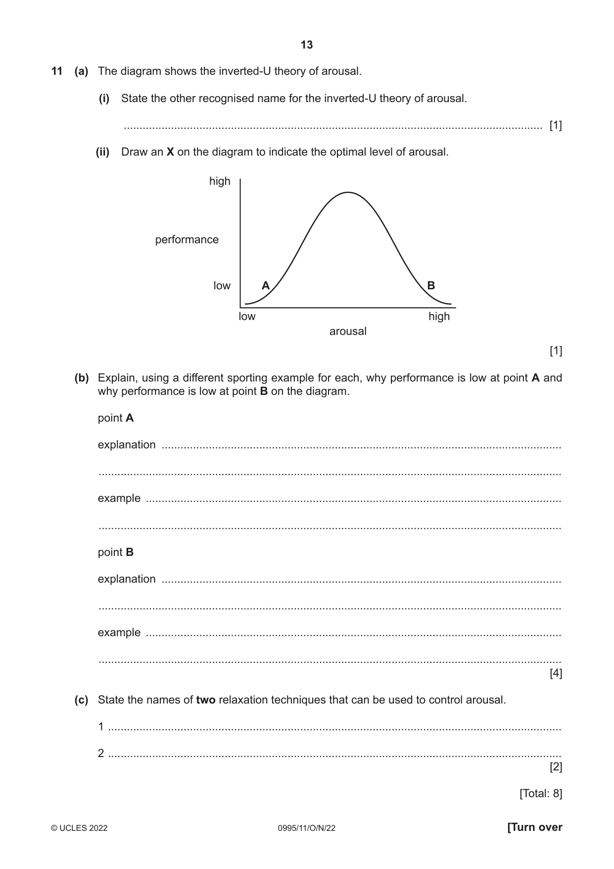 Cambridge IGCSE Physical Education (9-1) 0995 2022 Oct/Nov Paper 1 · Variant 1 question paper, page 13 of 16