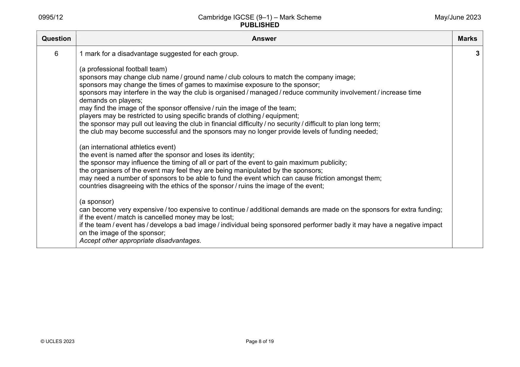 Mark scheme, page 8 of 19