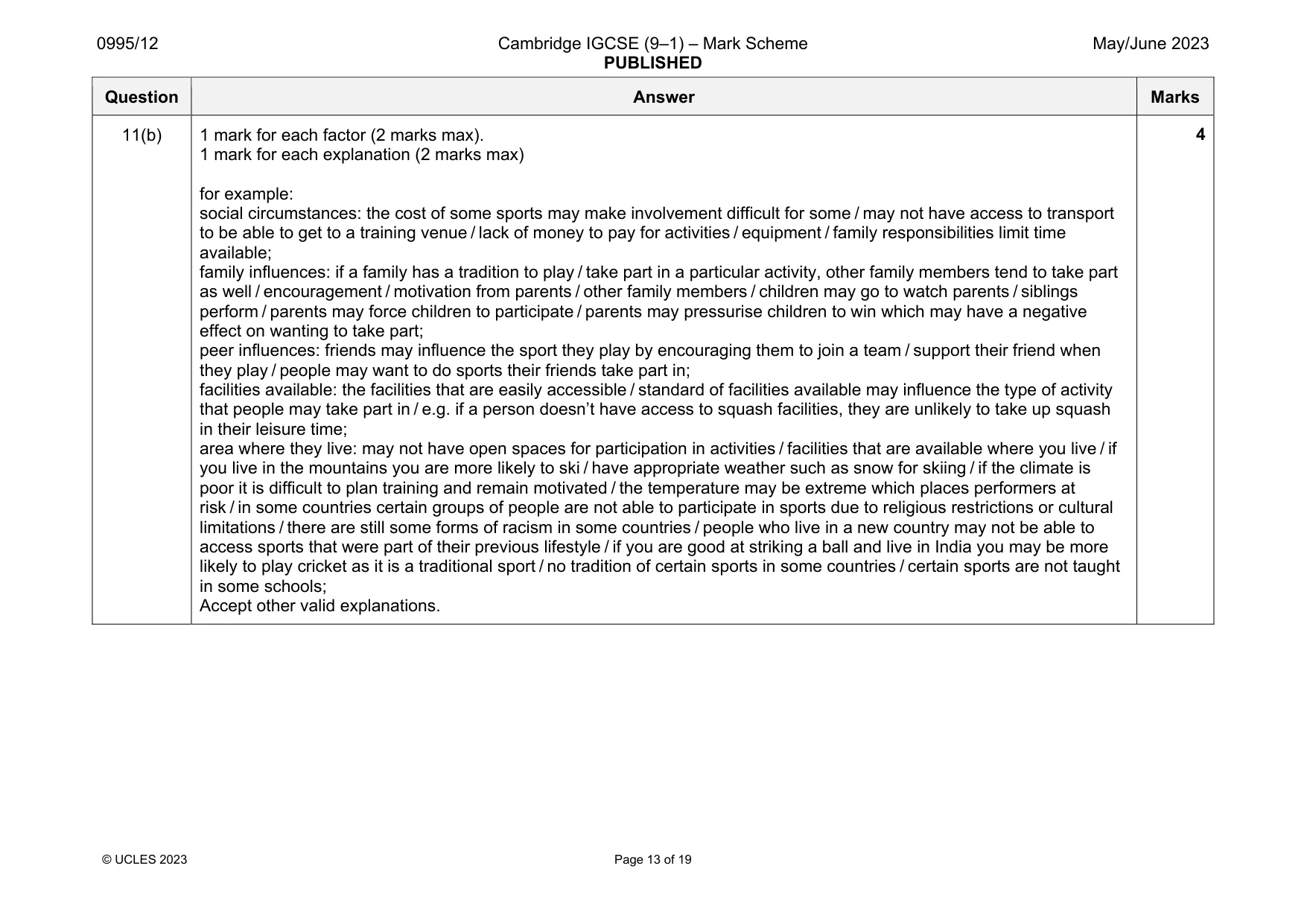 Mark scheme, page 13 of 19