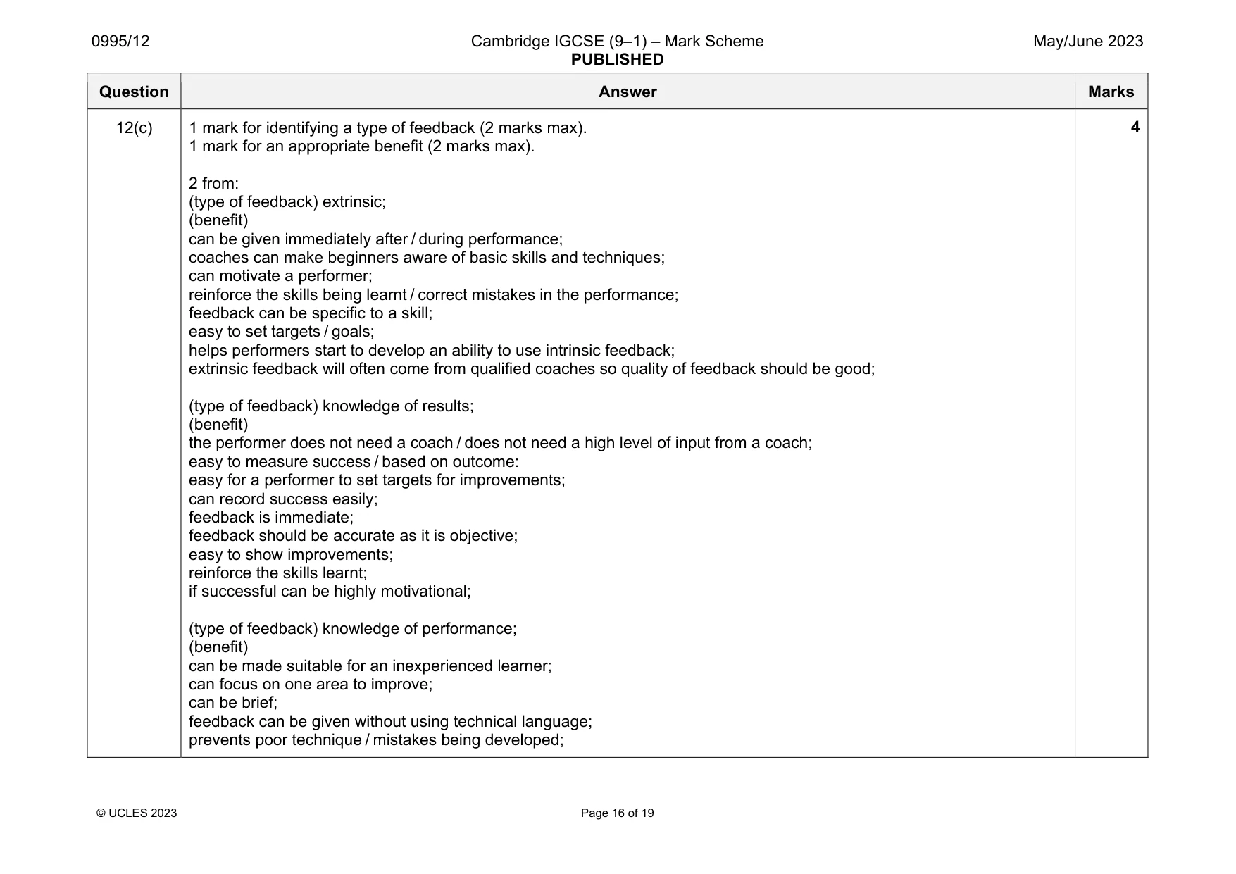 Mark scheme, page 16 of 19