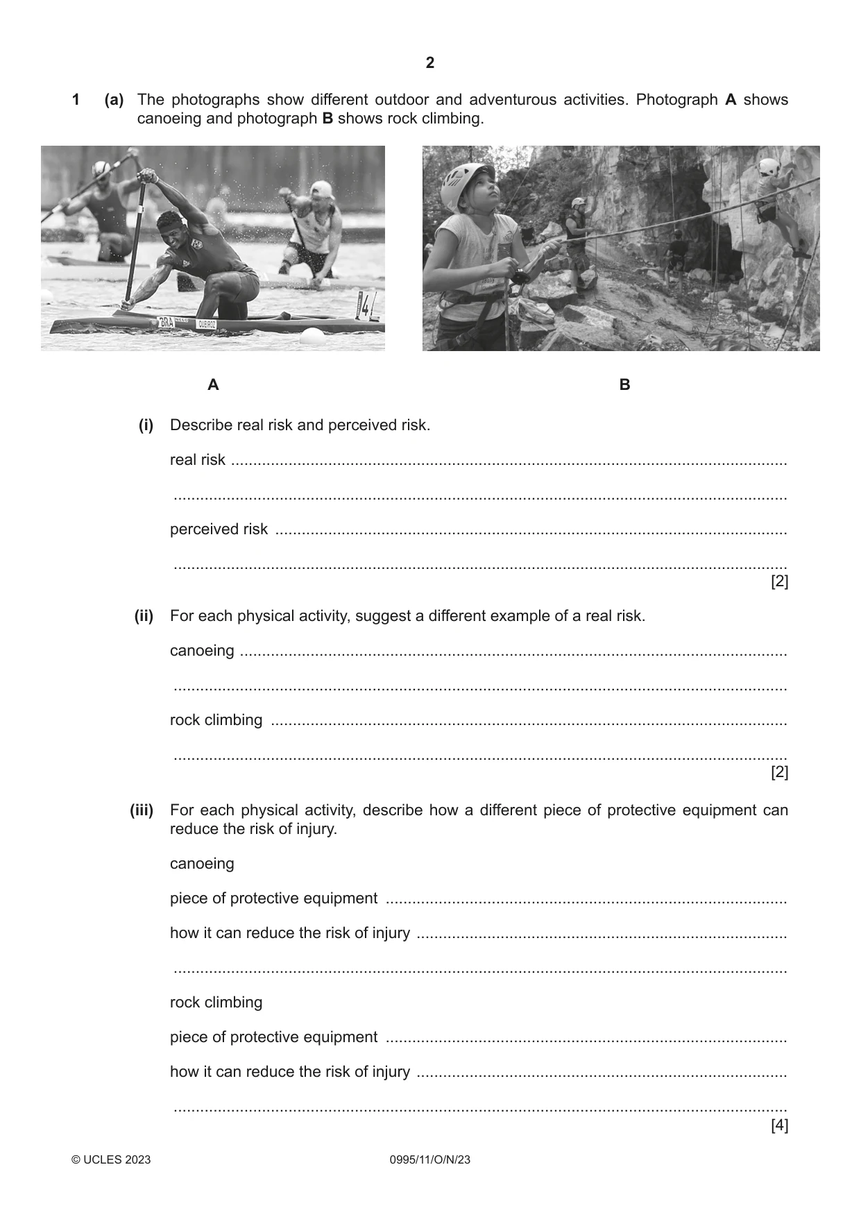 Cambridge IGCSE Physical Education (9-1) 0995 2023 Oct/Nov Paper 1 · Variant 1 question paper, page 2 of 16