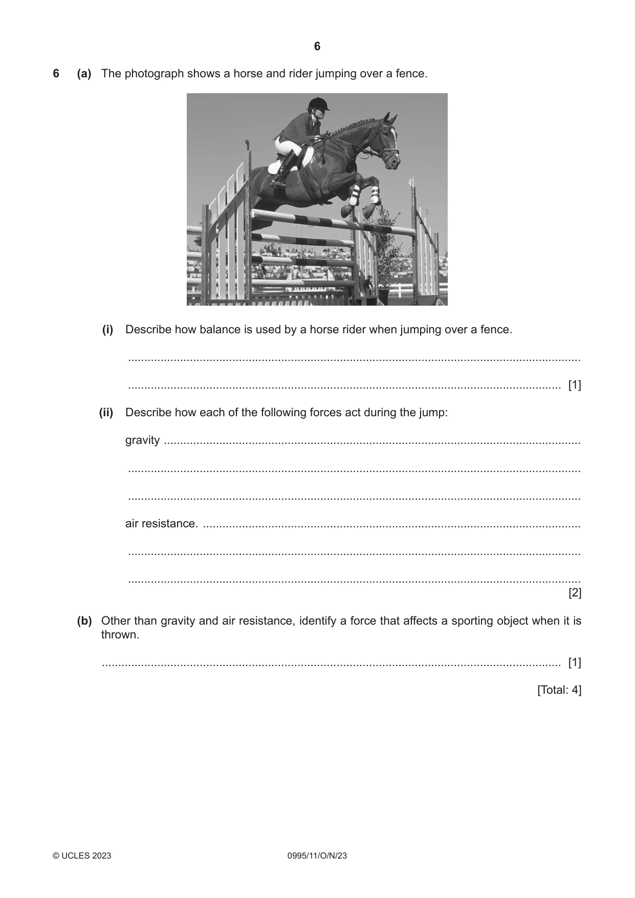 Cambridge IGCSE Physical Education (9-1) 0995 2023 Oct/Nov Paper 1 · Variant 1 question paper, page 6 of 16