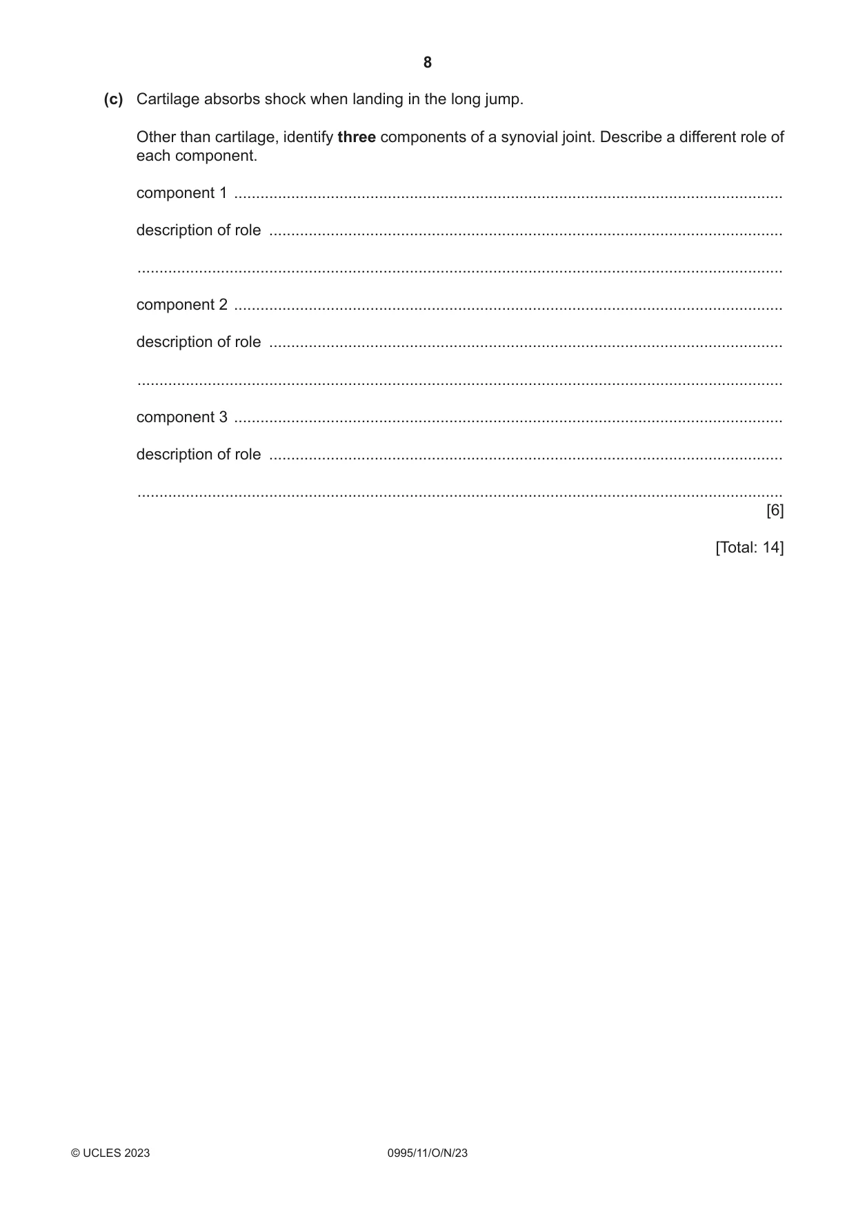 Cambridge IGCSE Physical Education (9-1) 0995 2023 Oct/Nov Paper 1 · Variant 1 question paper, page 8 of 16