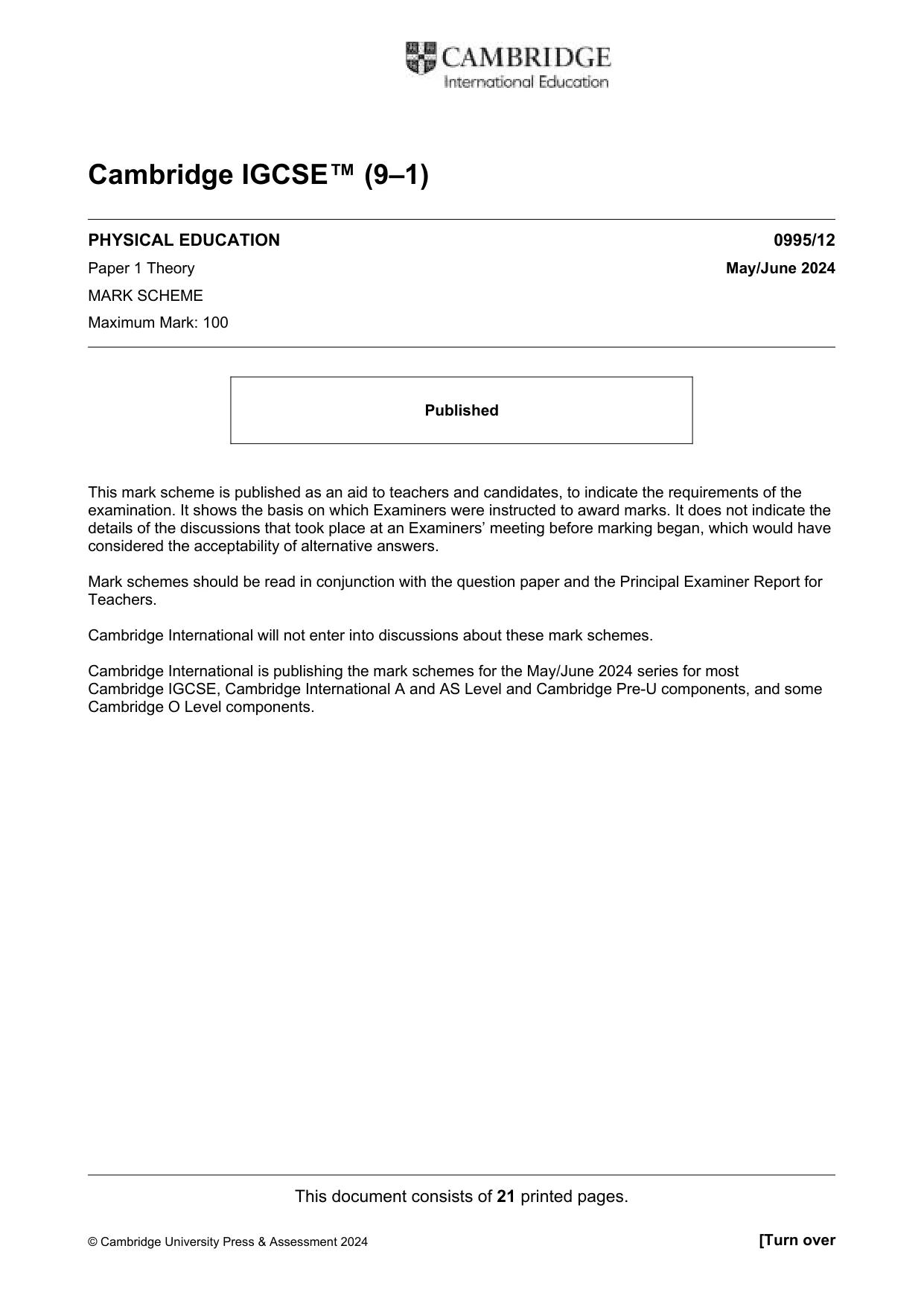 Mark scheme, page 1 of 21