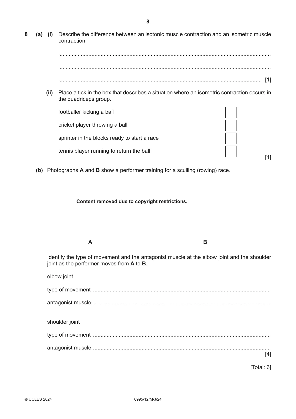 Cambridge IGCSE Physical Education (9-1) 0995 2024 May/June Paper 1 · Variant 2 question paper, page 8 of 16