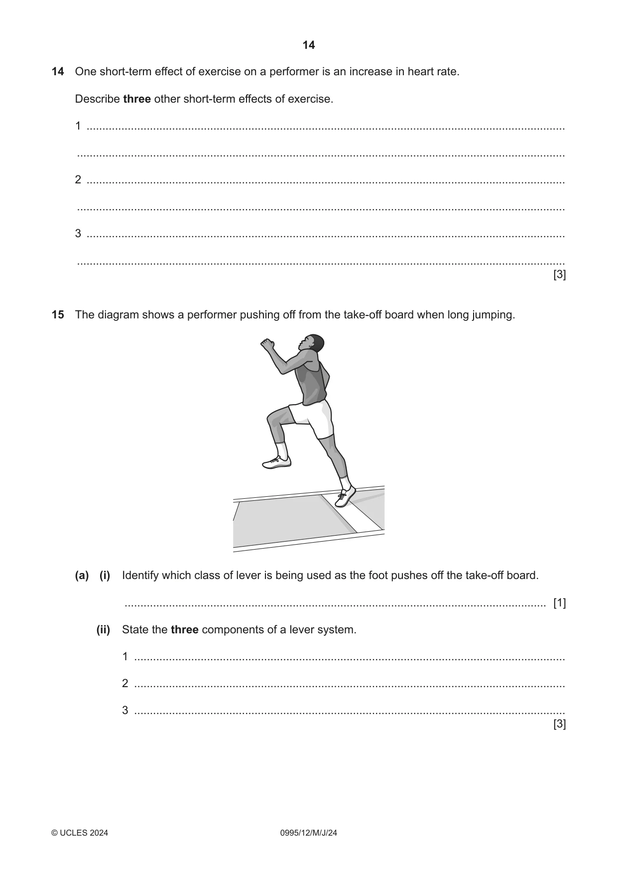 Cambridge IGCSE Physical Education (9-1) 0995 2024 May/June Paper 1 · Variant 2 question paper, page 14 of 16