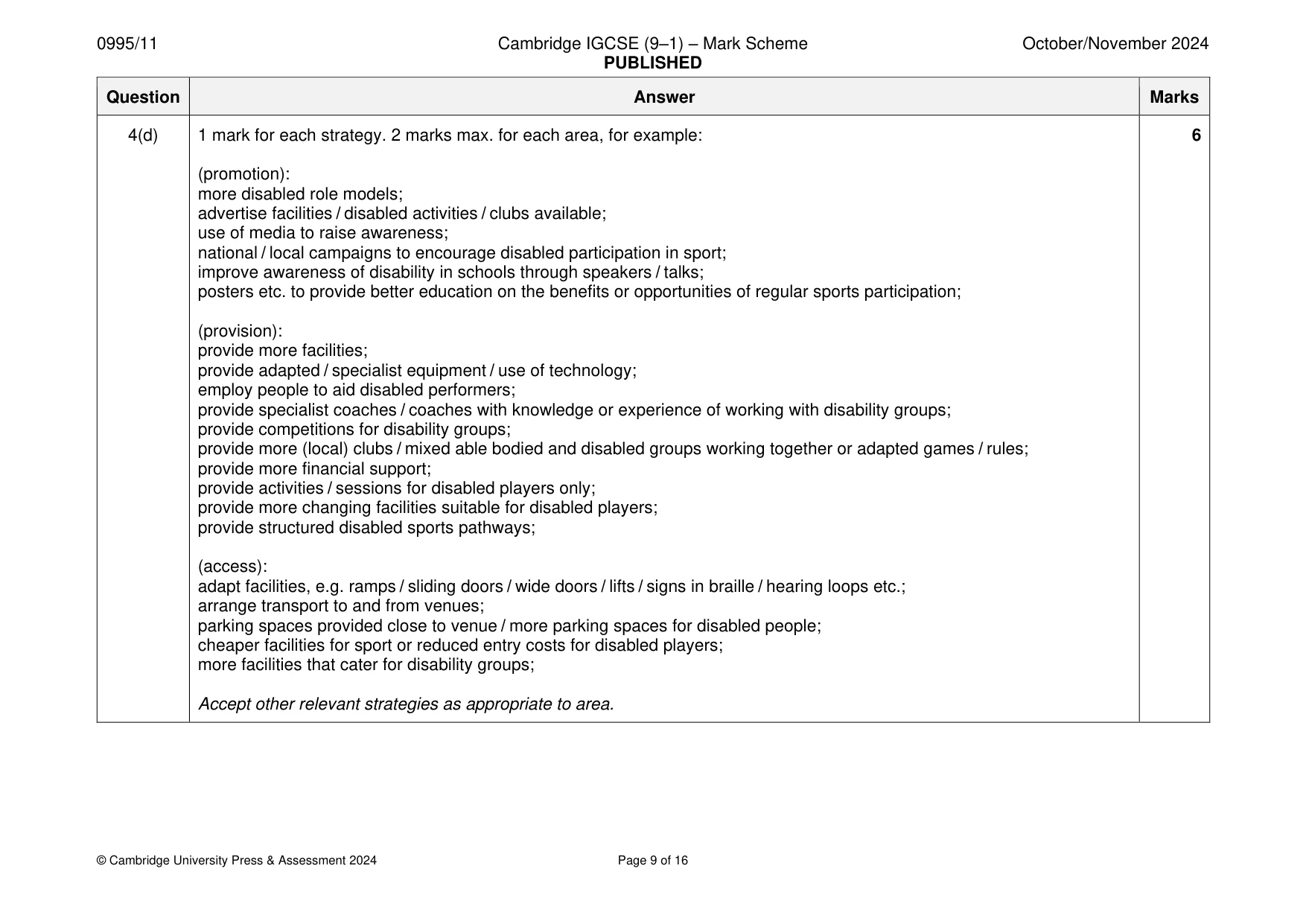 Mark scheme, page 9 of 16