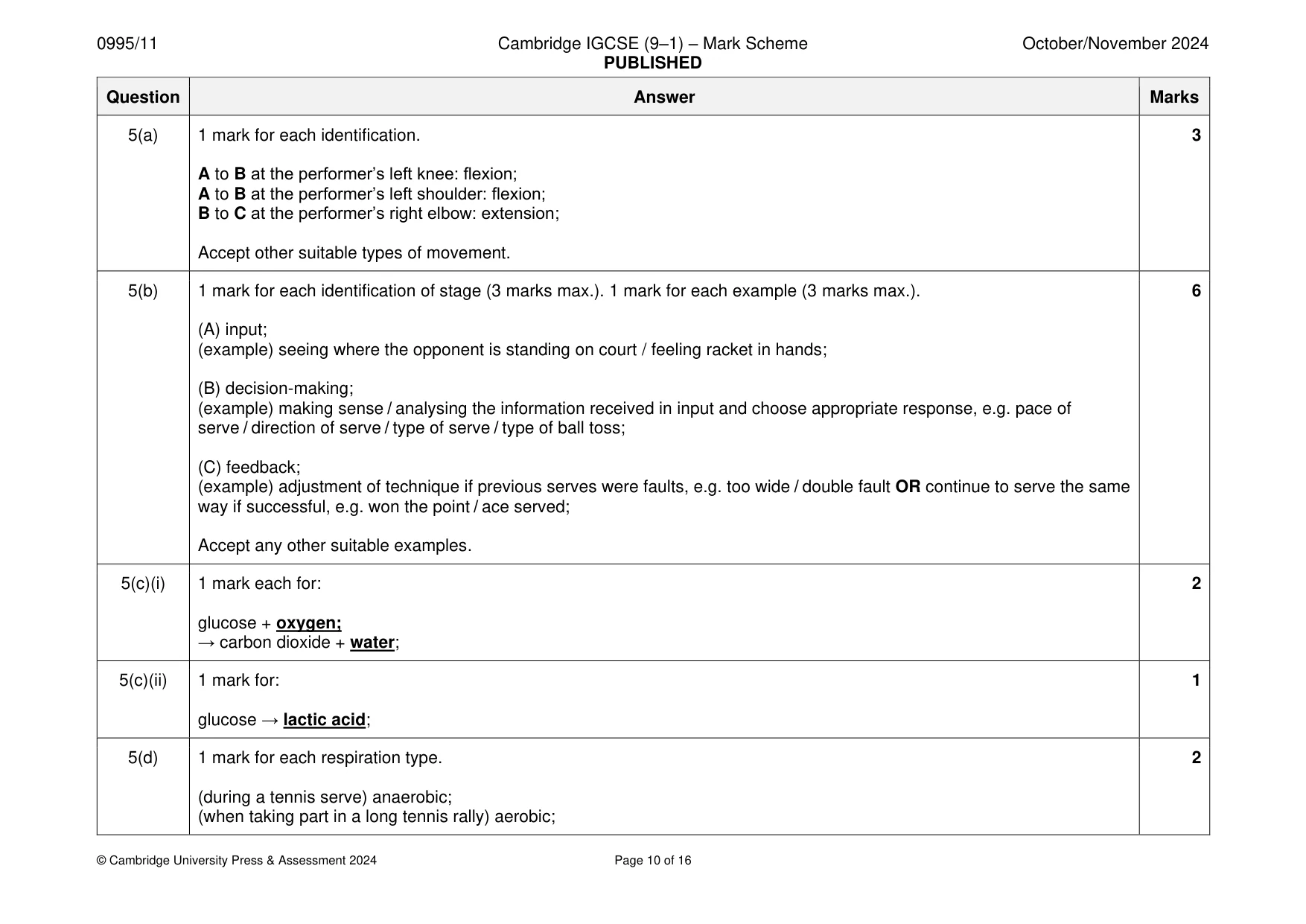 Mark scheme, page 10 of 16
