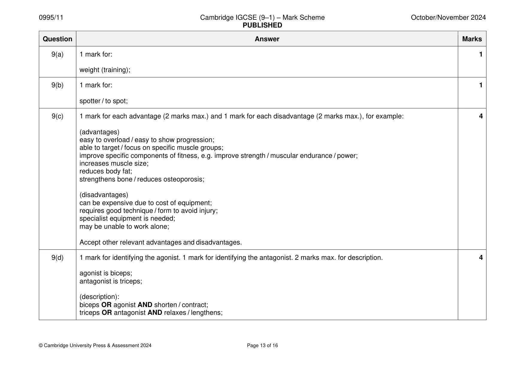 Mark scheme, page 13 of 16