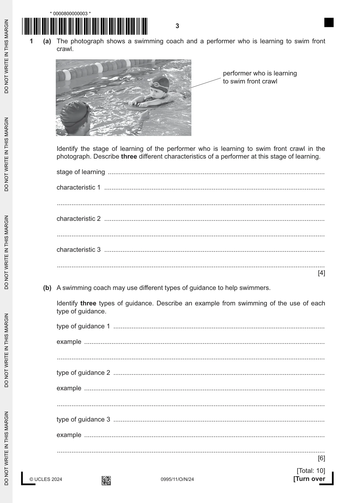 Cambridge IGCSE Physical Education (9-1) 0995 2024 Oct/Nov Paper 1 · Variant 1 question paper, page 3 of 16