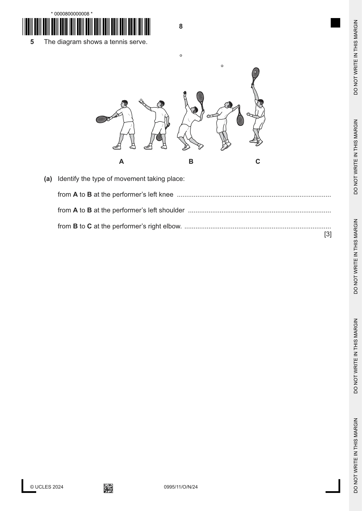 Cambridge IGCSE Physical Education (9-1) 0995 2024 Oct/Nov Paper 1 · Variant 1 question paper, page 8 of 16