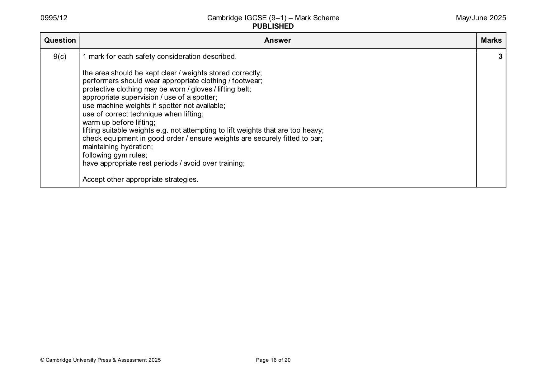 Mark scheme, page 16 of 20
