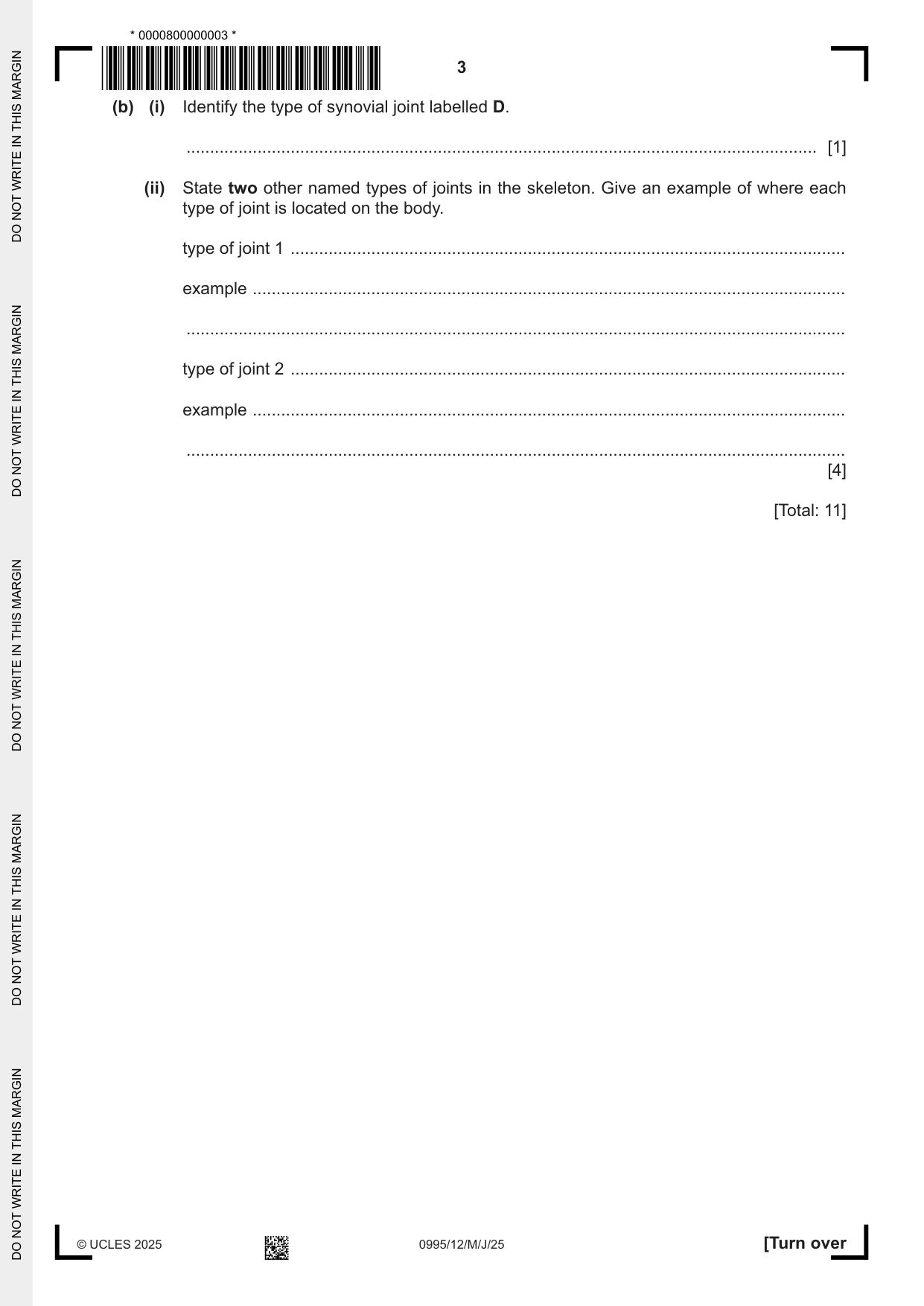 Cambridge IGCSE Physical Education (9-1) 0995 2025 May/June Paper 1 · Variant 2 question paper, page 3 of 20