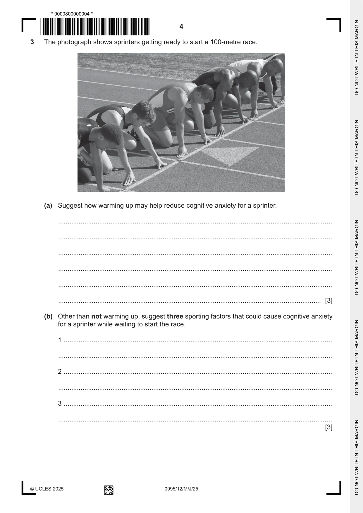 Cambridge IGCSE Physical Education (9-1) 0995 2025 May/June Paper 1 · Variant 2 question paper, page 4 of 20