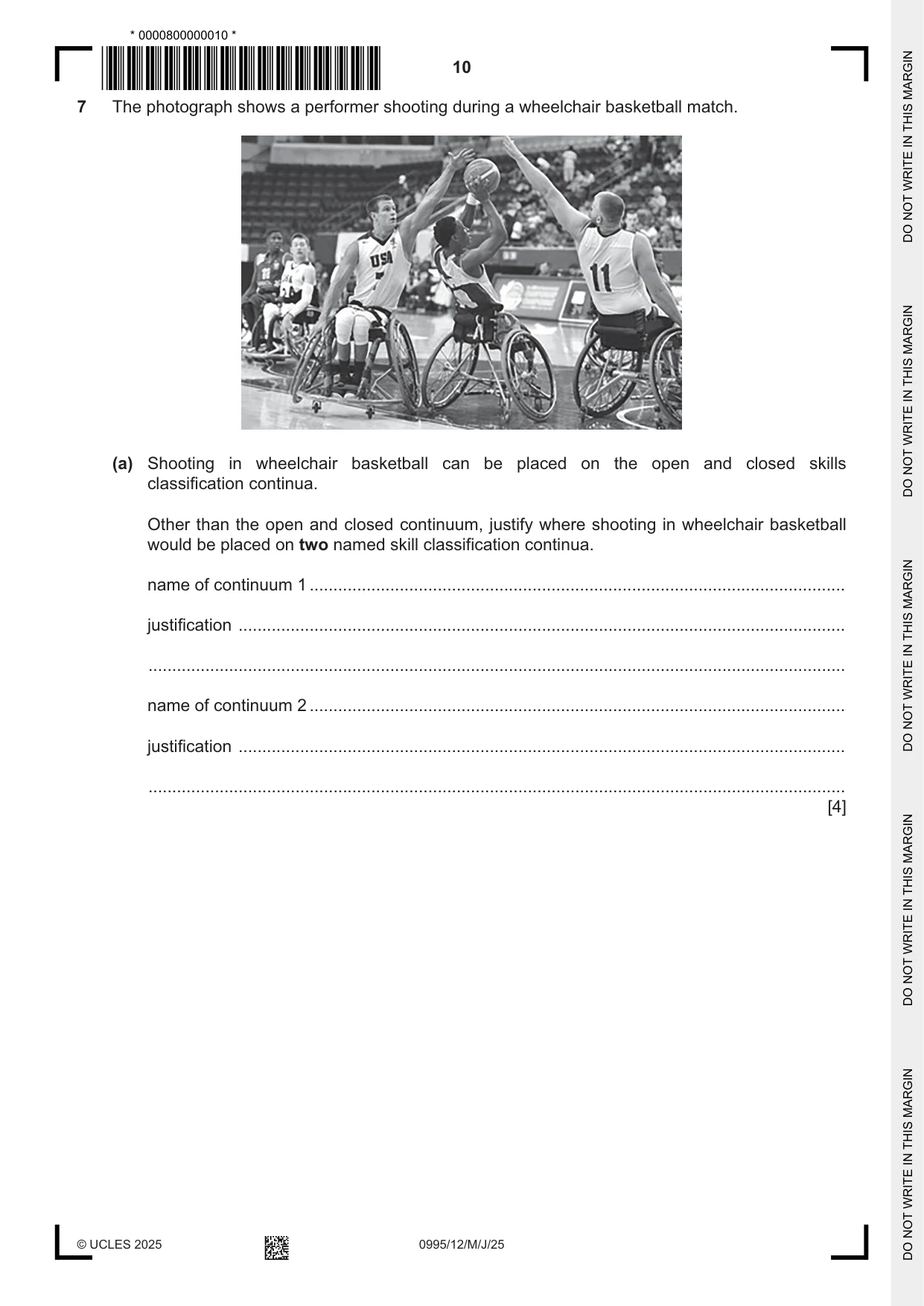 Cambridge IGCSE Physical Education (9-1) 0995 2025 May/June Paper 1 · Variant 2 question paper, page 10 of 20