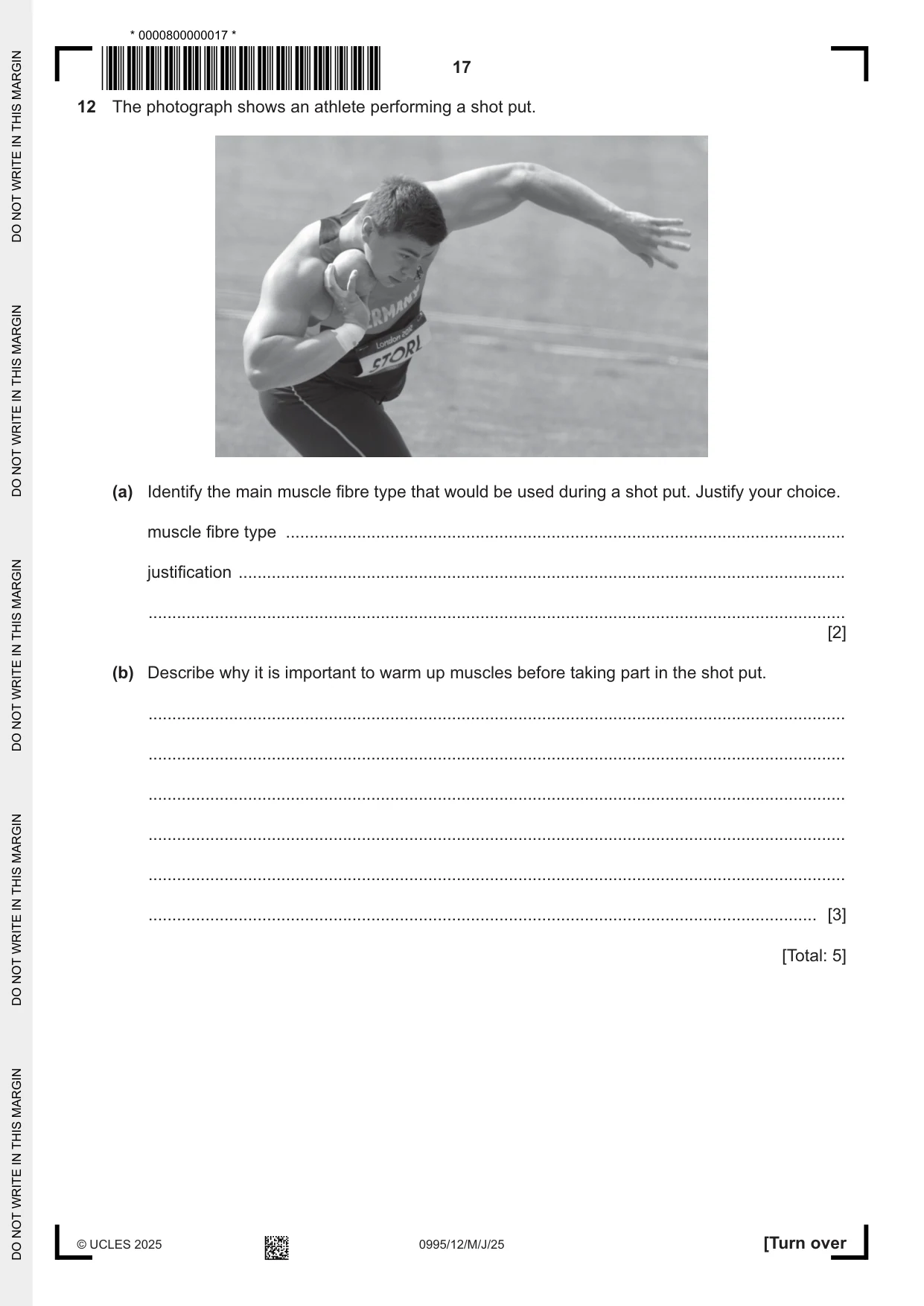 Cambridge IGCSE Physical Education (9-1) 0995 2025 May/June Paper 1 · Variant 2 question paper, page 17 of 20