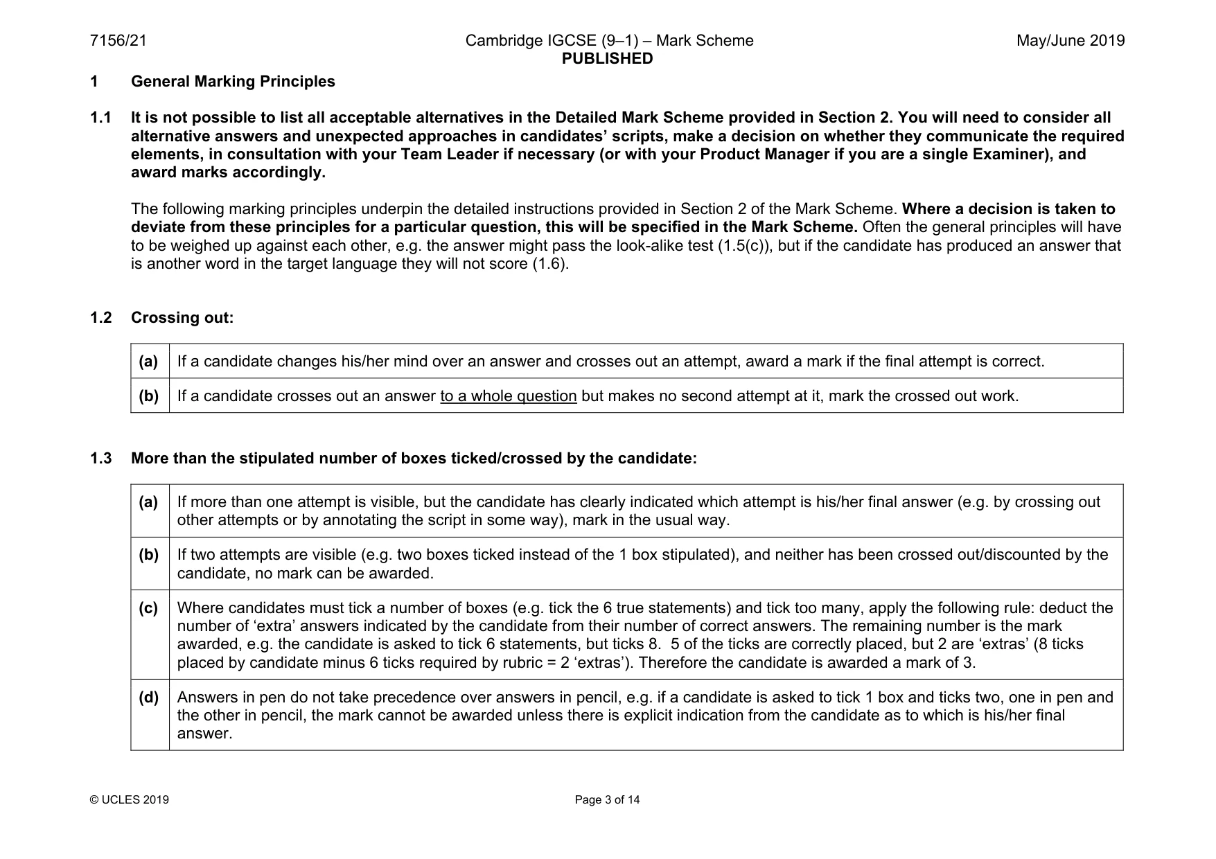 Mark scheme, page 3 of 14