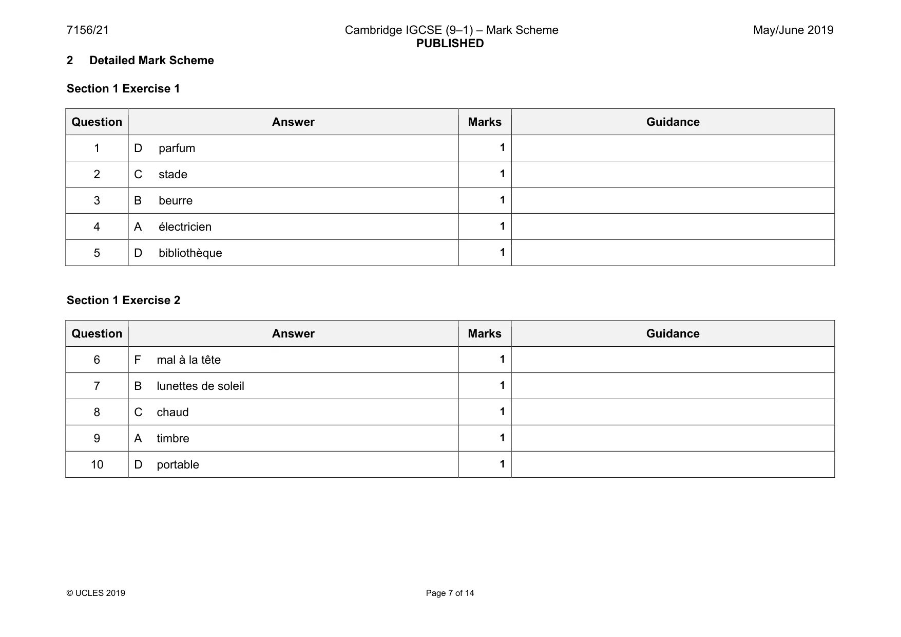 Mark scheme, page 7 of 14