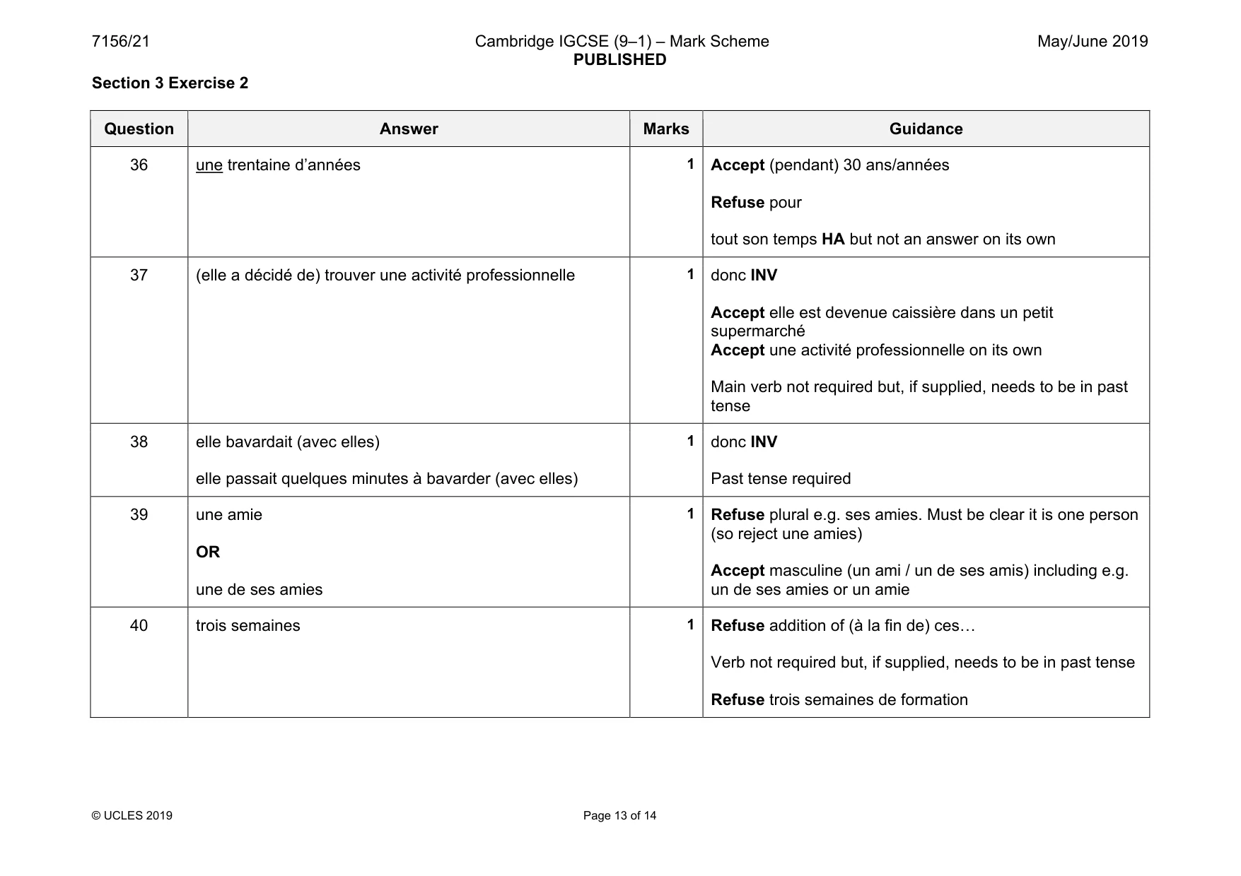 Mark scheme, page 13 of 14