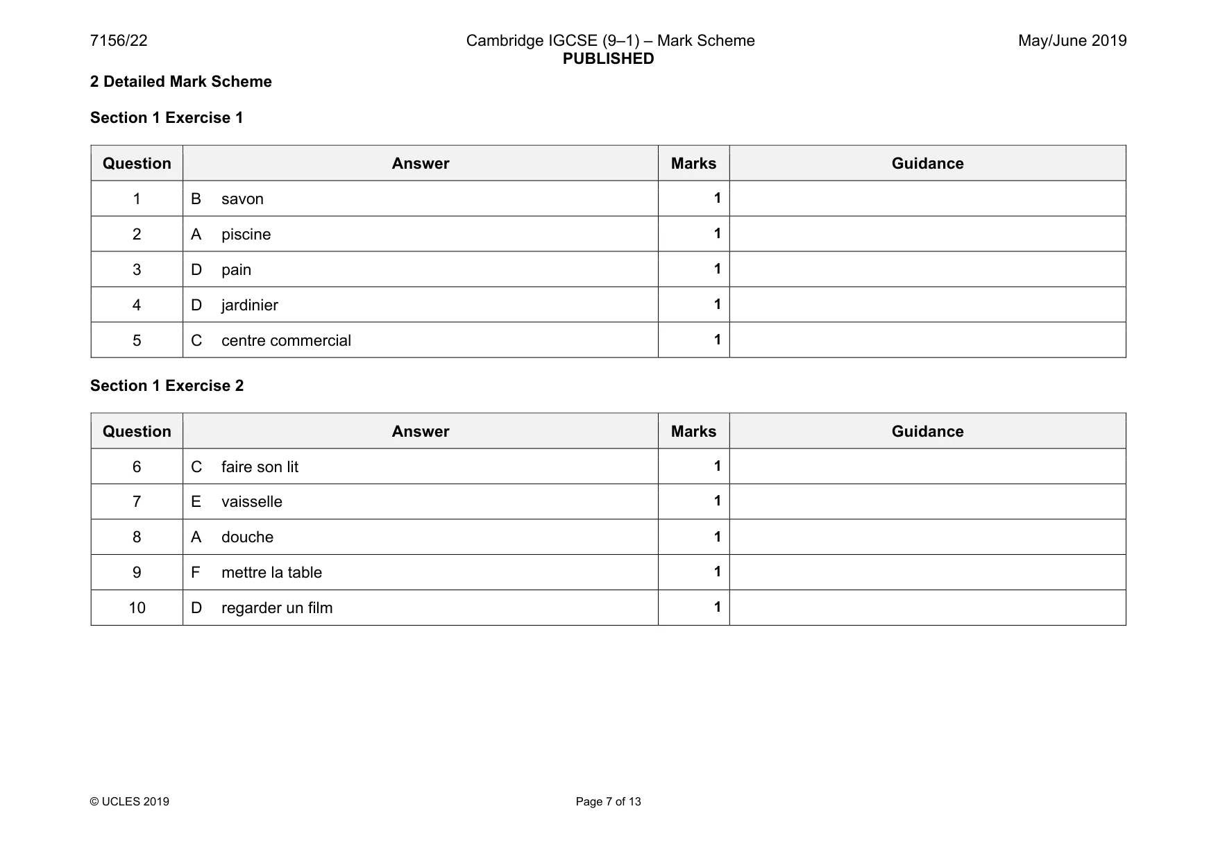 Mark scheme, page 7 of 13