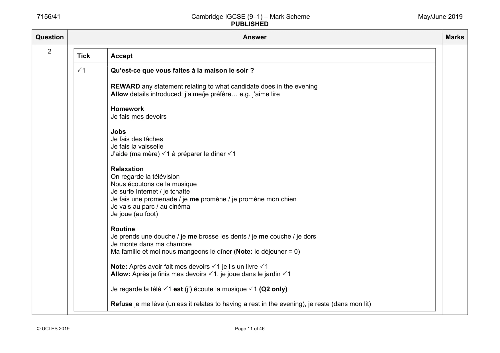 Mark scheme, page 11 of 46