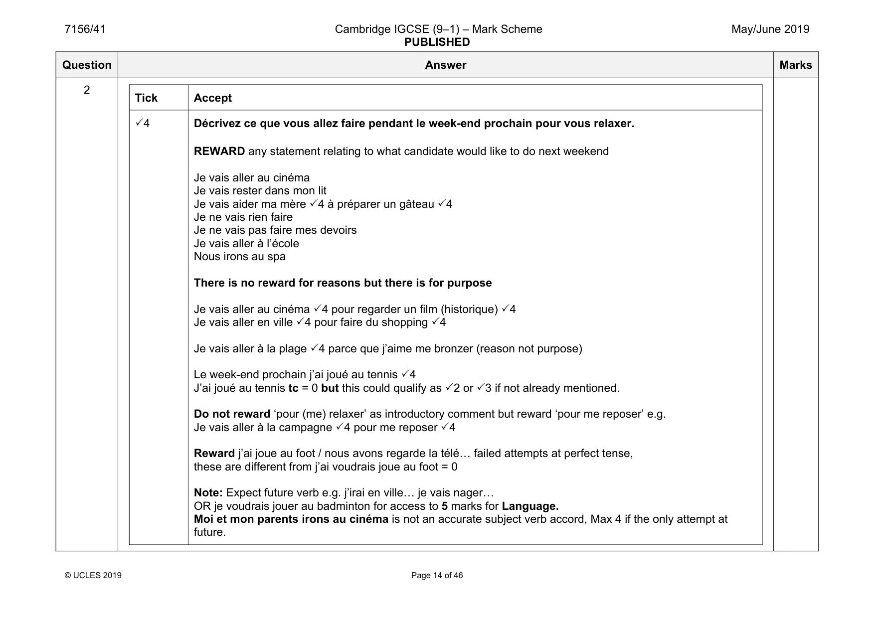 Mark scheme, page 14 of 46