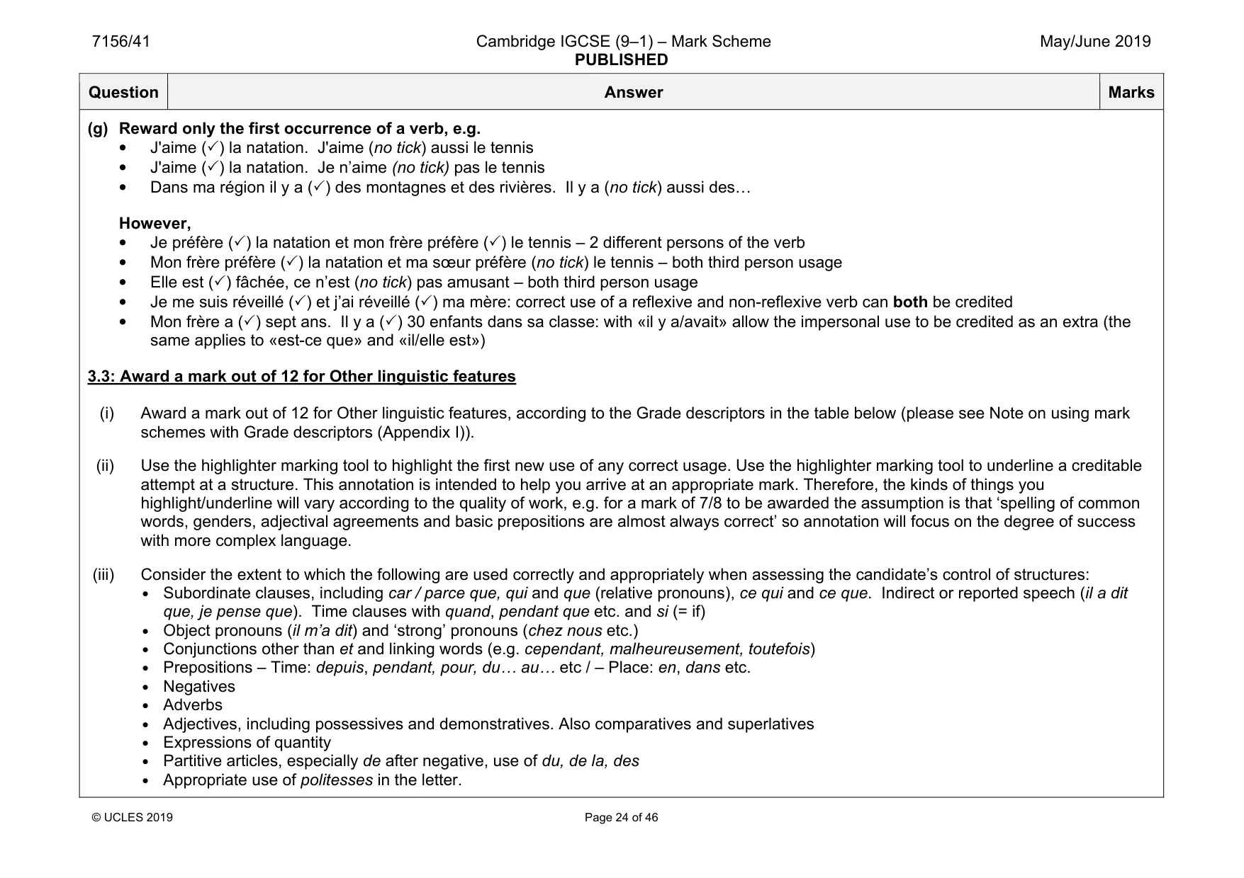 Mark scheme, page 24 of 46