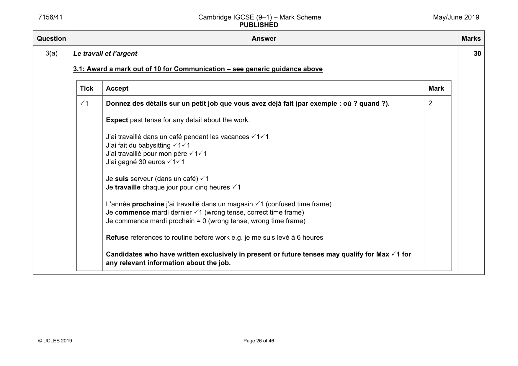 Mark scheme, page 26 of 46