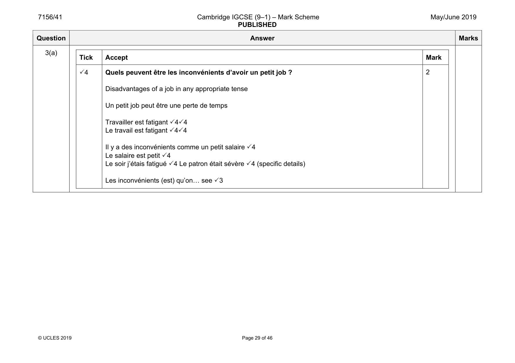 Mark scheme, page 29 of 46
